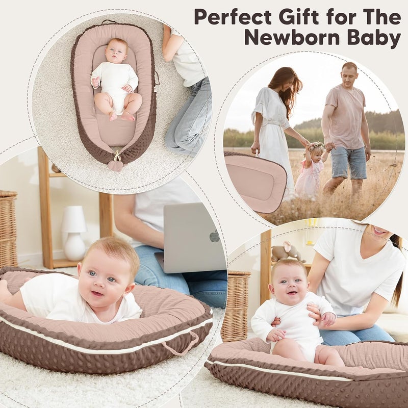 Bearmoss Baby Lounger - Infant Lounger Pillow for Newborn 0-24 Months, Soft, Breathable & Portable Baby Lounger Pillow for Boys & Girls, Cozy Baby Floor Seat for Home & Travel (Sand) - Image 5